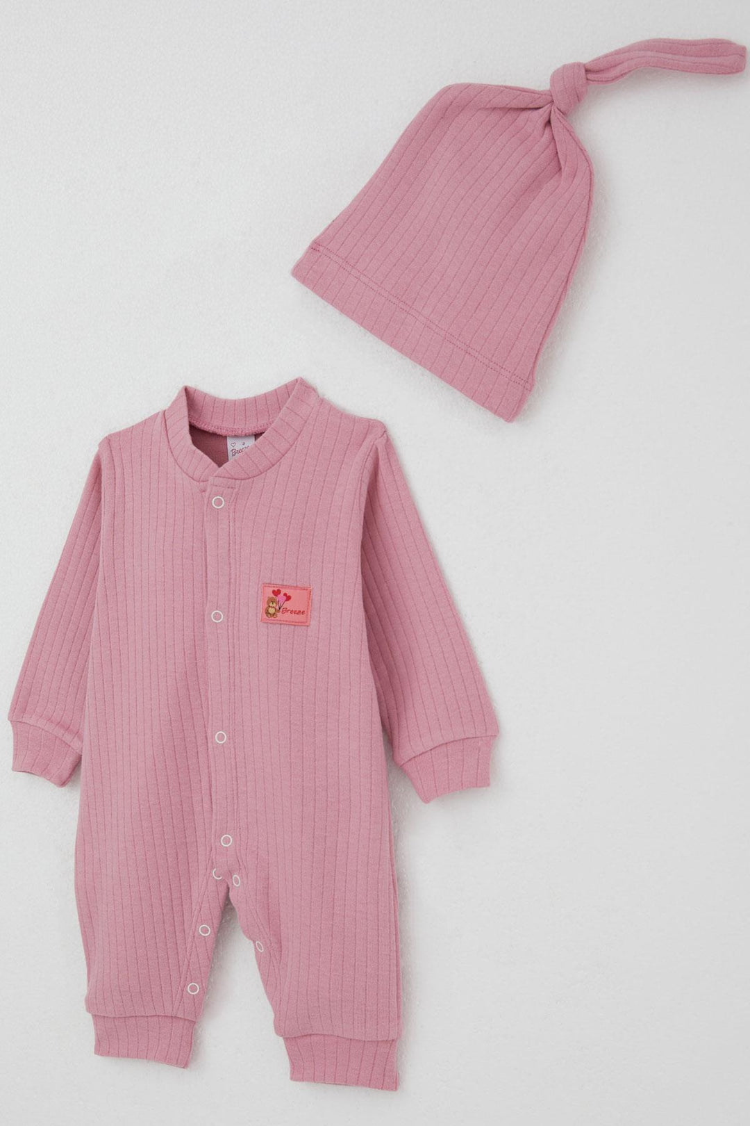 BRE Breeze Baby Girl Romper Cute Bear Embroidered 0-6 Months, Pink - Woodstock