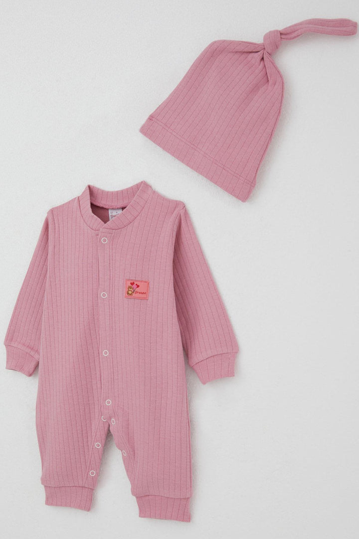 BRE Breeze Baby Girl Romper Cute Bear Embroidered 0-6 Months, Pink - Woodstock