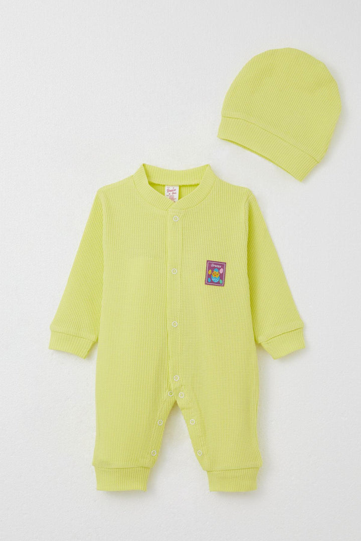 BRE Breeze Baby Girl Romper Cute Chick Embroidered 0-6 Months, Neon Yellow - Pioltello