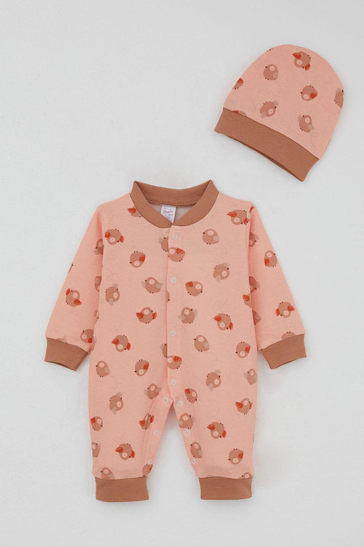 BRE Breeze Baby Girl Romper Cute Birds Patterned 0-6 Months, Salmon - Orpington
