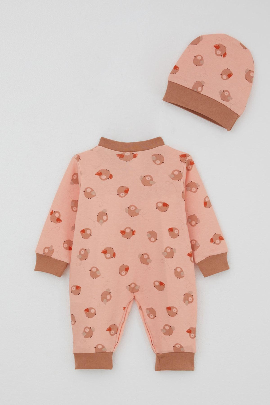 BRE Breeze Baby Girl Romper Cute Birds Patterned 0-6 Months, Salmon - Orpington