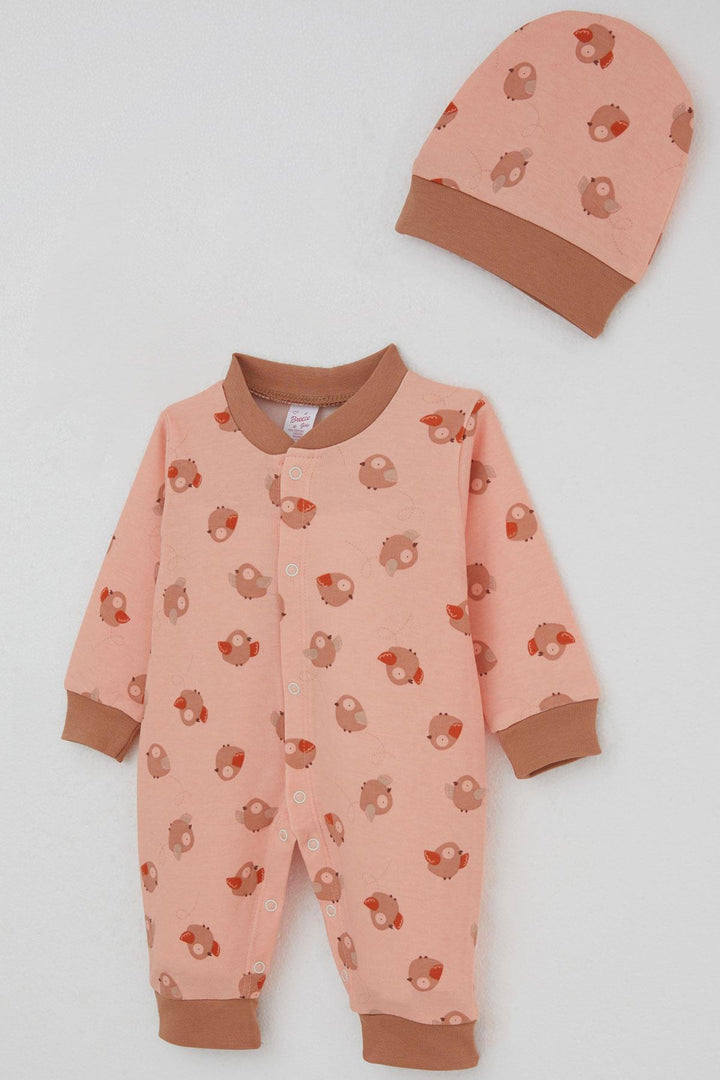 BRE Breeze Baby Girl Romper Cute Birds Patterned 0-6 Months, Salmon - Orpington