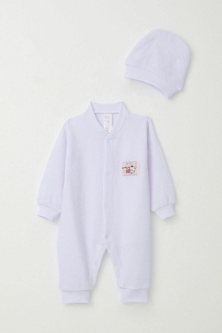 BRE Breeze Baby Girl Romper Cute Bunny Embroidered 0-6 Months, Light Purple - Perote