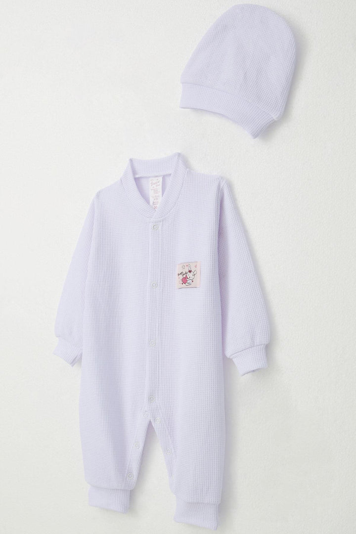 BRE Breeze Baby Girl Romper Cute Bunny Embroidered 0-6 Months, Light Purple - Perote