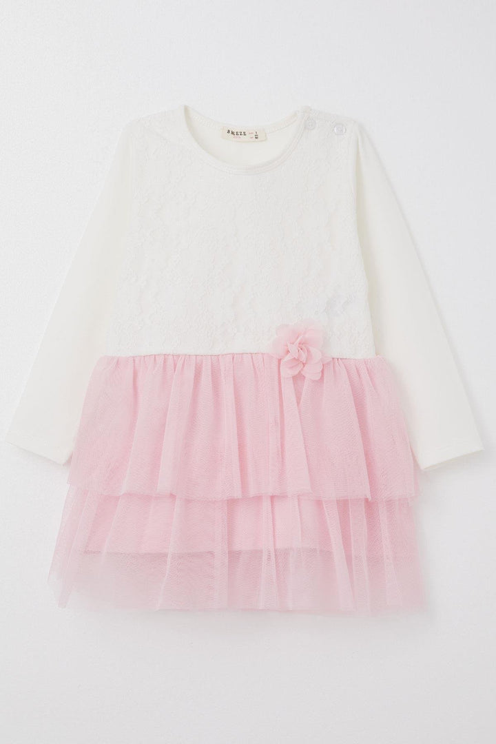 BRE Breeze Baby Girl Long Sleeve Dress with Lace Tulle Bow Accessory 9 Months-3 Years, White - Dartford