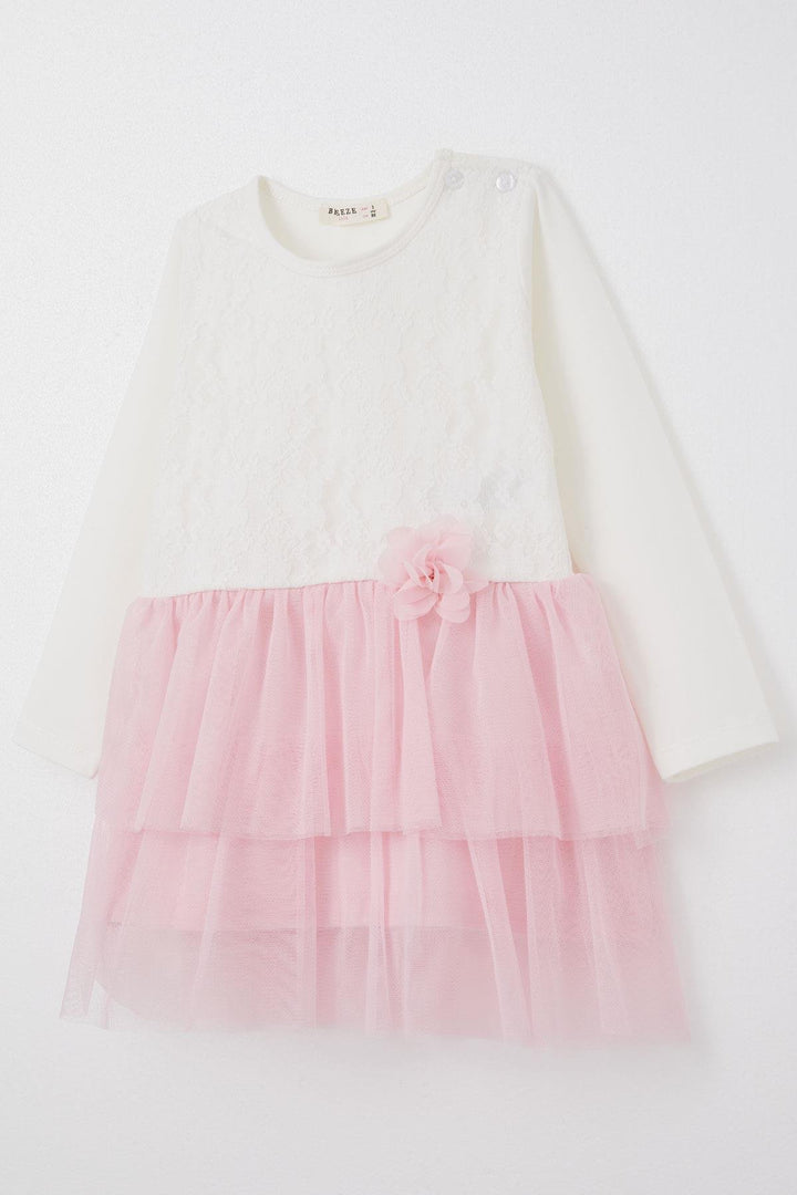 BRE Breeze Baby Girl Long Sleeve Dress with Lace Tulle Bow Accessory 9 Months-3 Years, White - Dartford