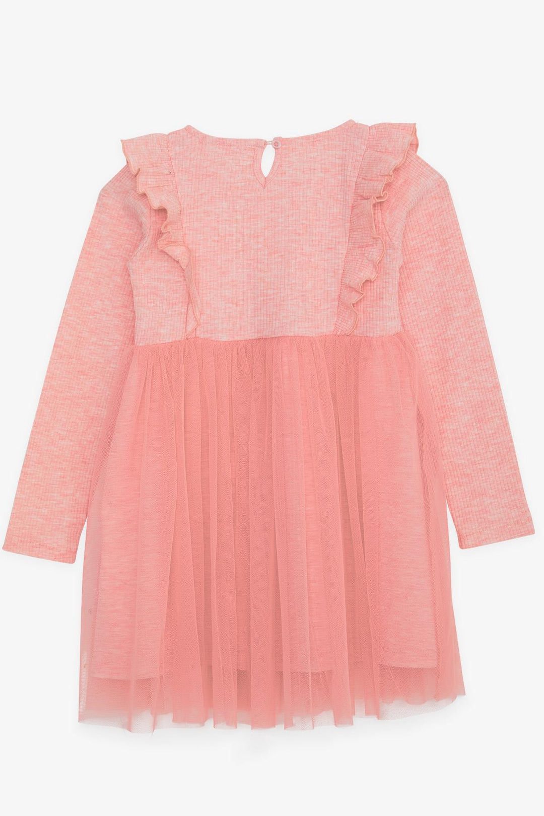BRE Breeze Girl Baby Long Sleeve Dress with Frilled Tulle Shoulder 4-8 Years, Salmon Melange - Tultitlán de Mariano Escobedo
