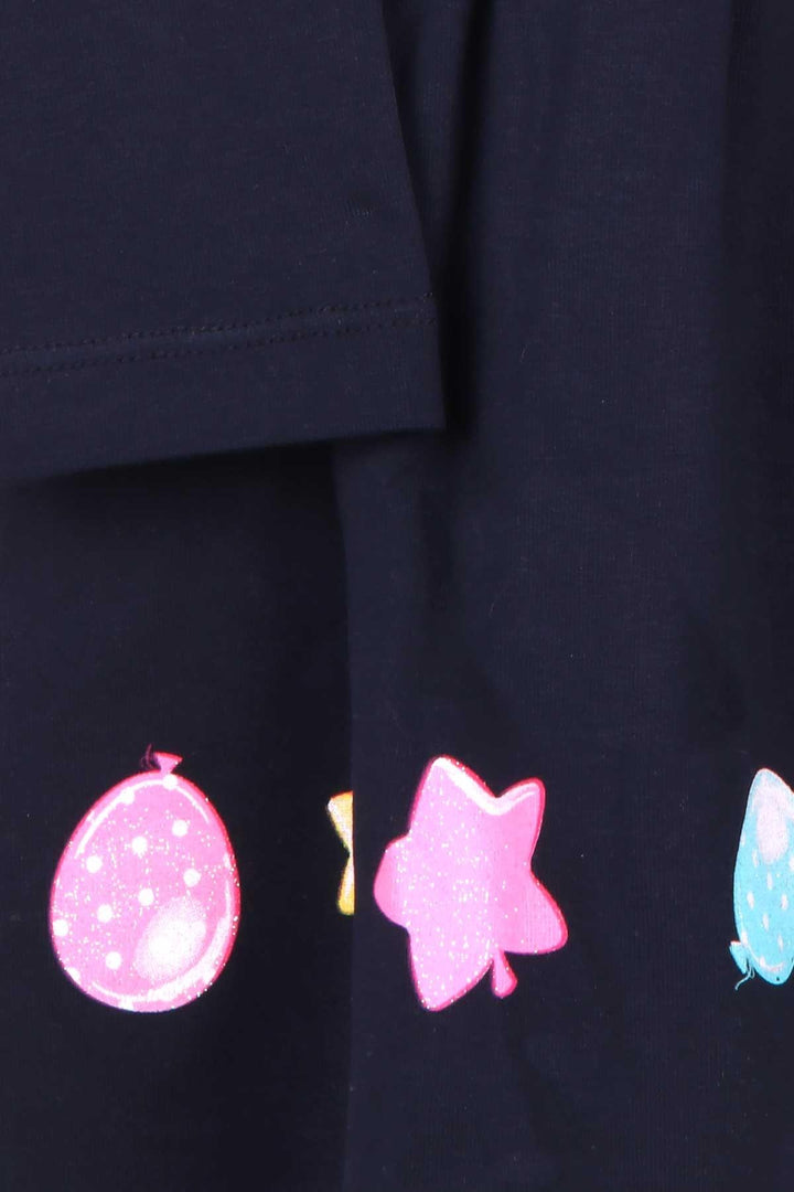 BRE Breeze Girl Child Long Sleeve Dress Unicorn Printed 1.5-5 Years, Navy Blue - Dos Hermanas