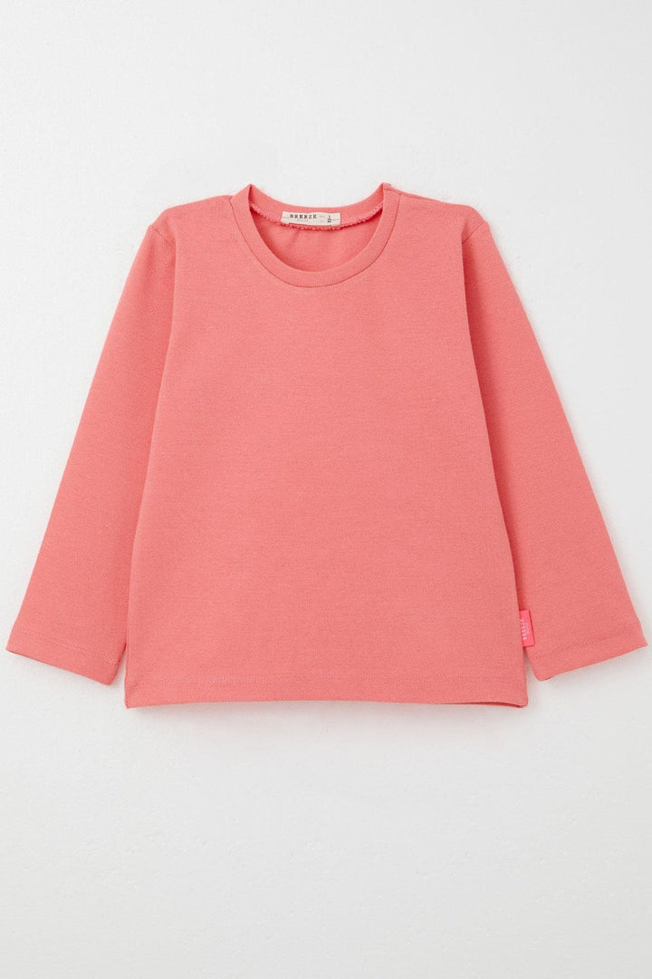 BRE Breeze Girl Baby Long Sleeve T-Shirt Basic 9 Months-3 Years, Coral - Newton