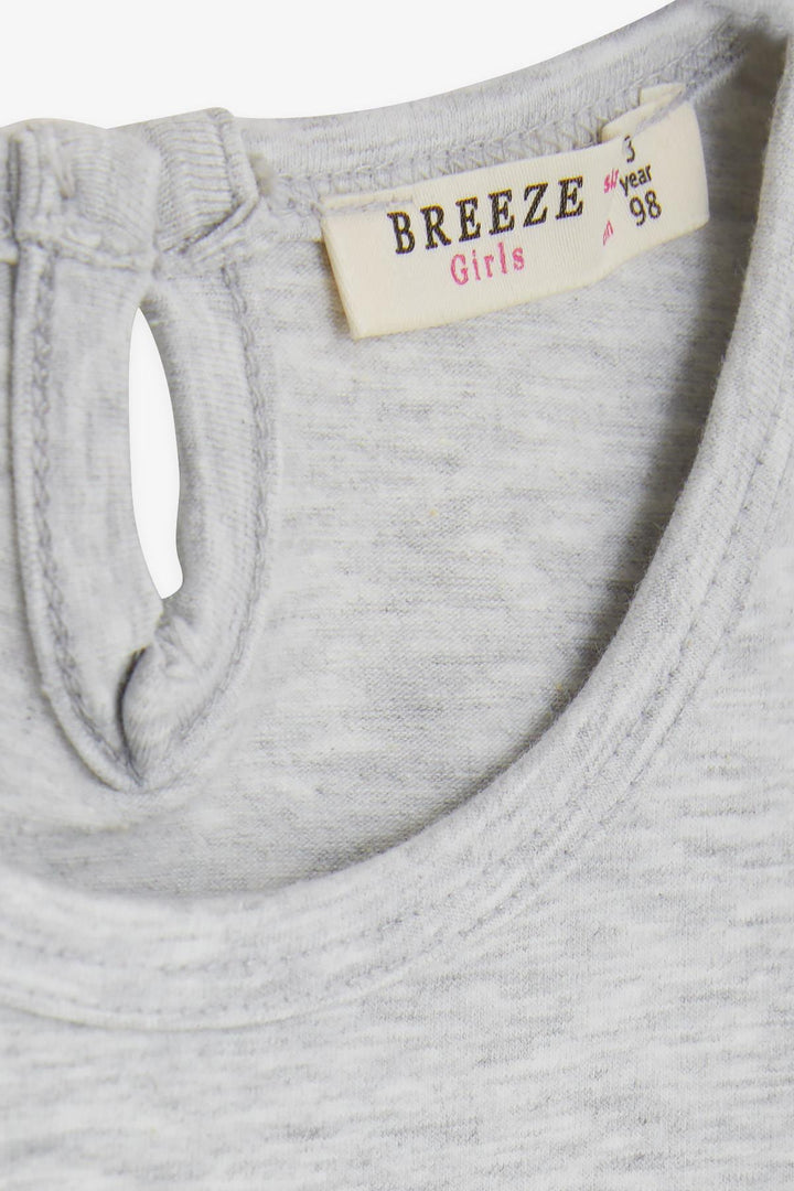 تي شيرت BRE Breeze للفتيات الصغيرات بأكمام طويلة مطبوع عليه دانتيل من 9 أشهر إلى 3 سنوات، مزيج رمادي فاتح - Ciudad de Atlixco