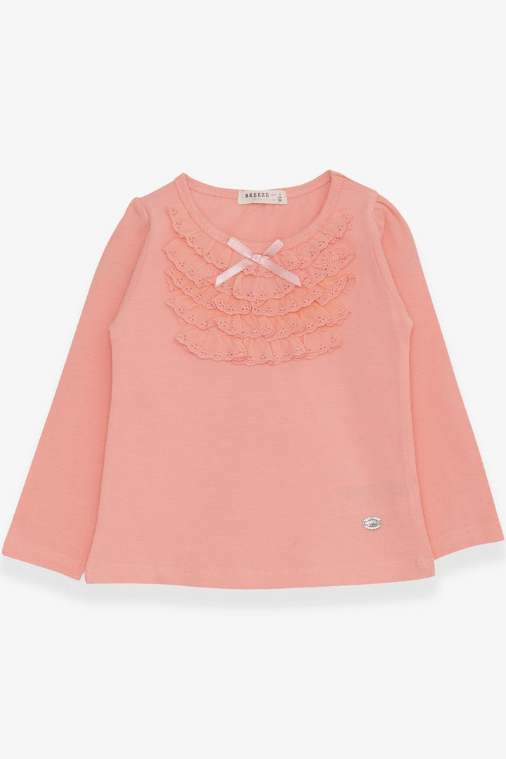BRE Breeze Girl Baby Long Sleeve T-Shirt with Lace Bow 6 Months-8 Years, Salmon - Edmonton