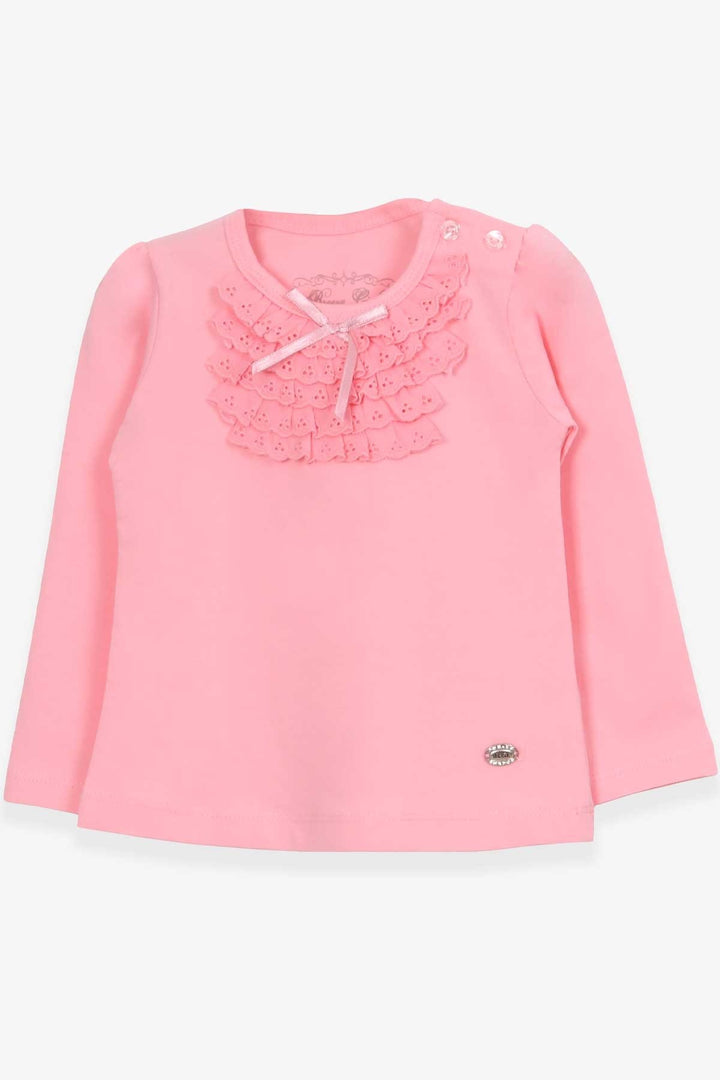 BRE Breeze Baby Girl Long Sleeve T-Shirt with Lace Bow 6 Months-2 Years, Powder - Vineyard