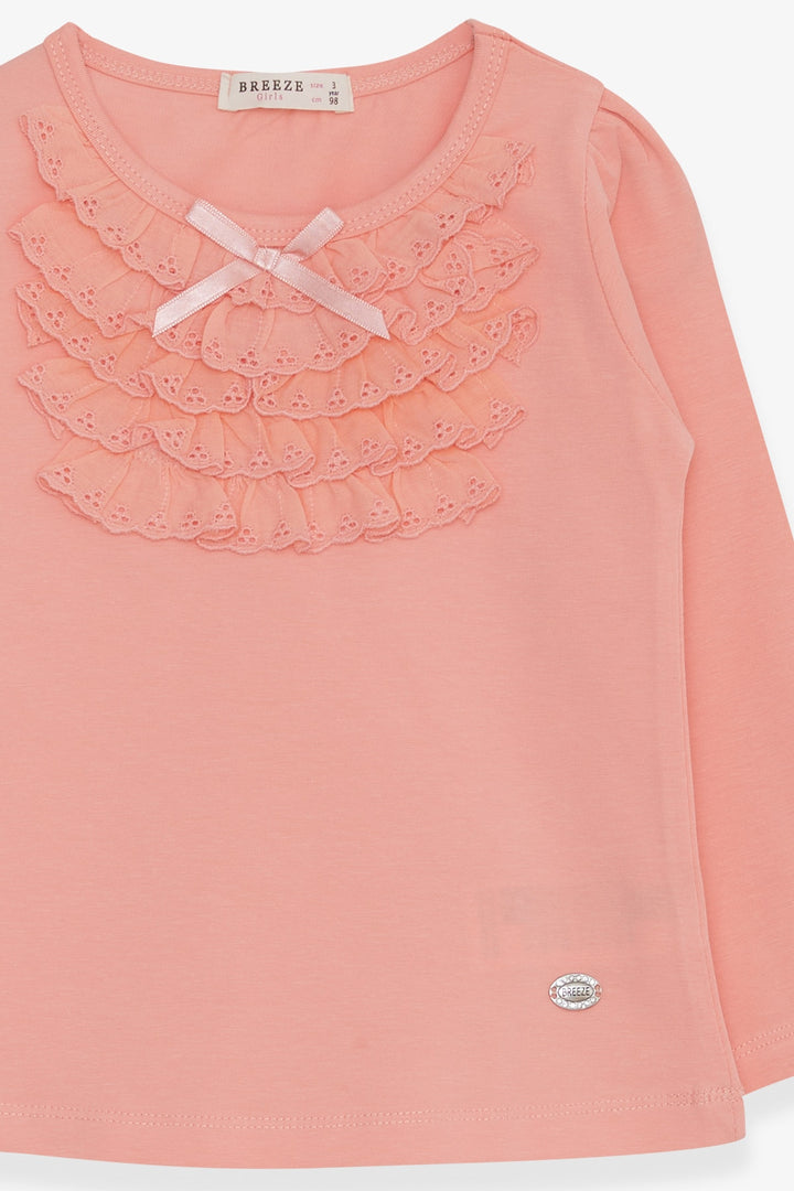 BRE Breeze Girl Baby Long Sleeve T-Shirt with Lace Bow 6 Months-8 Years, Salmon - Edmonton