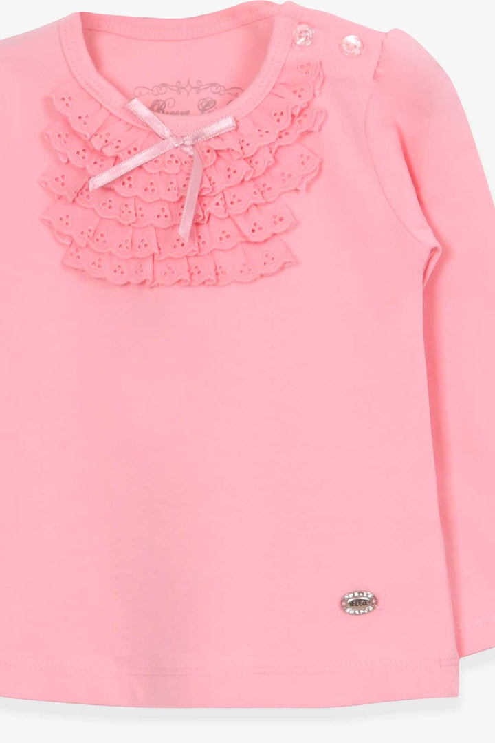 BRE Breeze Baby Girl Long Sleeve T-Shirt with Lace Bow 6 Months-2 Years, Powder - Vineyard
