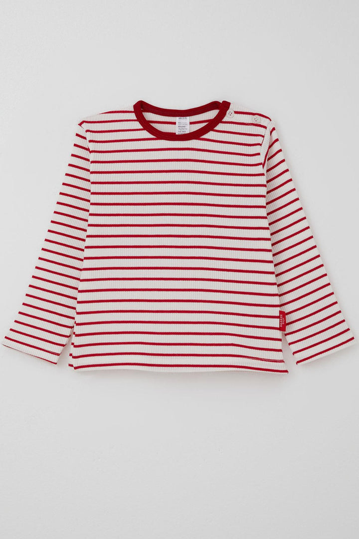 BRE Breeze Kız Bebek Uzun Kollu Tişört Patlı Çizgili 9 Ay-3 Yaş, Beyaz - Manresa