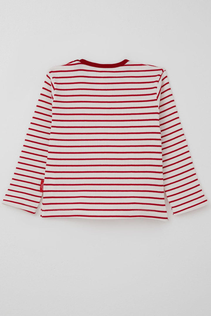 BRE Breeze Kız Bebek Uzun Kollu Tişört Patlı Çizgili 9 Ay-3 Yaş, Beyaz - Manresa