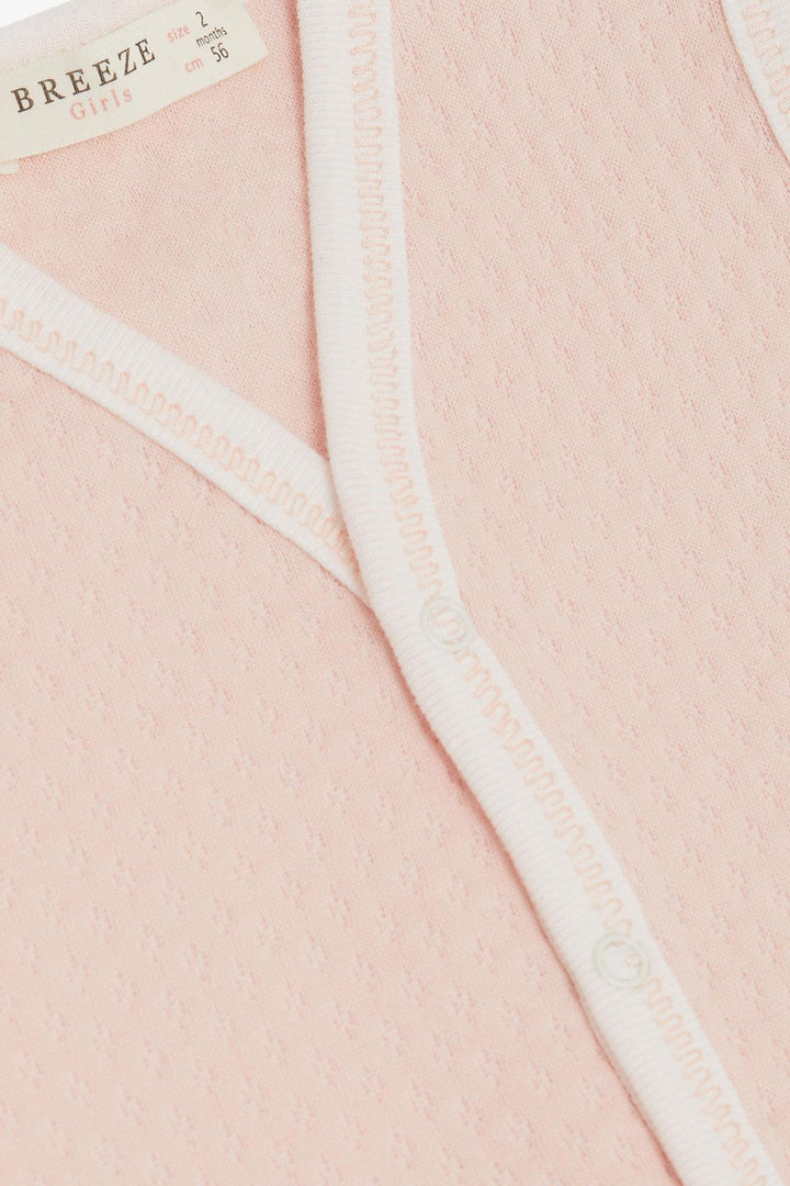 BRE Breeze Baby Girl Vest with Snap Patterned 0-9 Months, Salmon - Chelsea