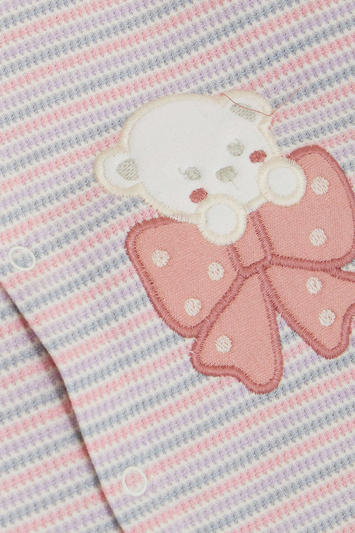 BRE Breeze Baby Girl Bodysuit 3-Piece Set لطيف طفل الدب المطرز 4 أشهر سنة، مختلط الألوان - Hoogvliet