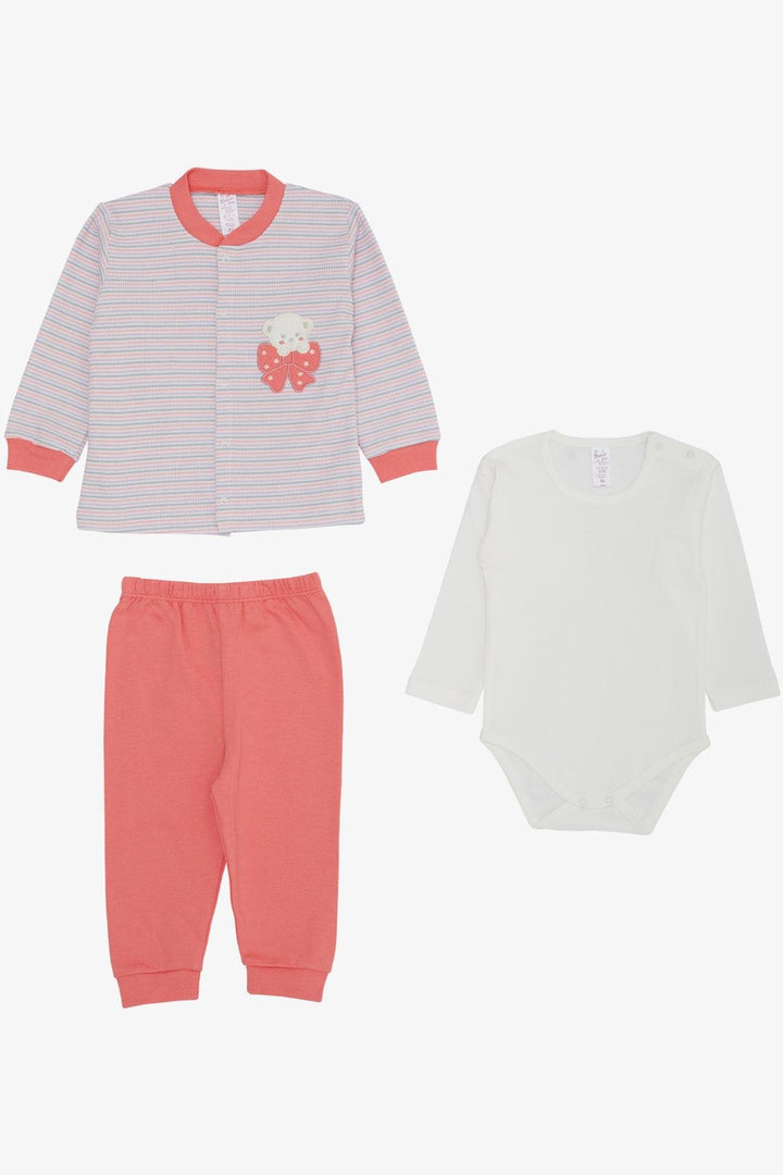 BRE Breeze Baby Girl Bodysuit 3-Piece Set لطيف طفل الدب المطرز 4 أشهر سنة، مختلط الألوان - سان دييغو
