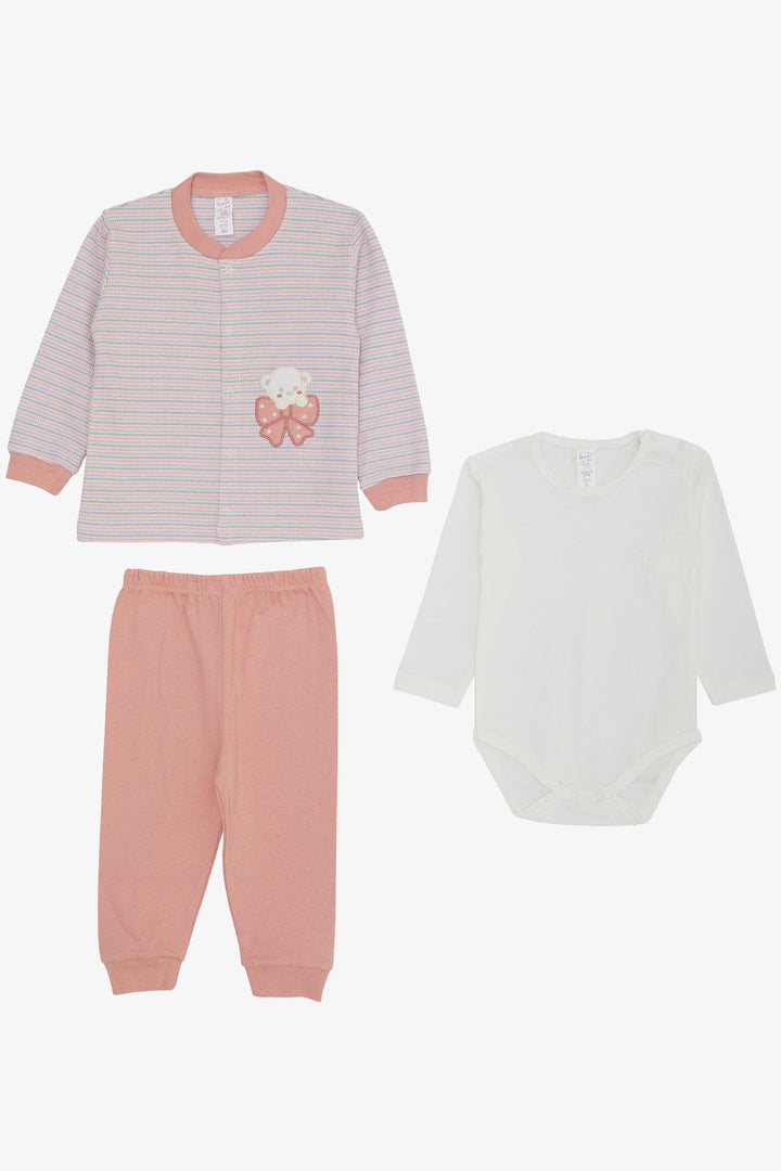 BRE Breeze Baby Girl Bodysuit 3-Piece Set لطيف طفل الدب المطرز 4 أشهر سنة، مختلط الألوان - Hoogvliet