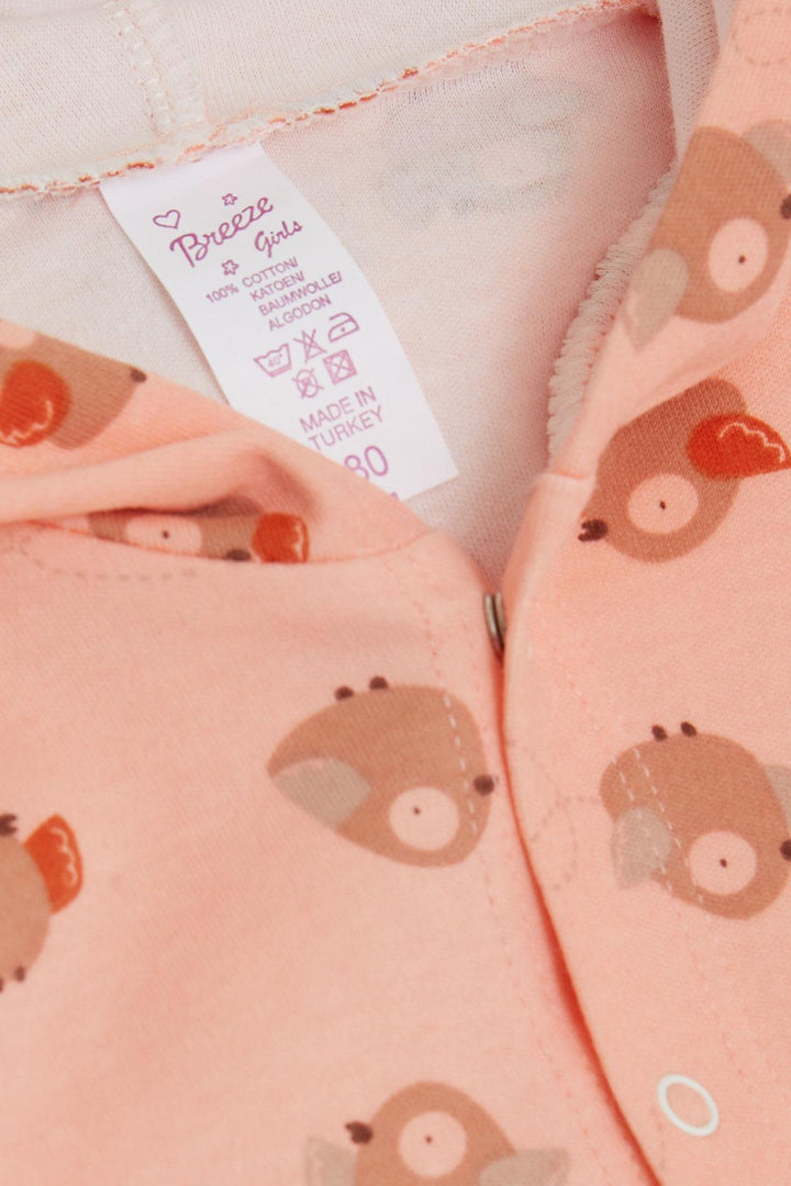 BRE Breeze Baby Girl Bodysuit 3-Piece Set لطيف الطيور منقوشة 4 أشهر سنة، سالمون - لوس أنجلوس
