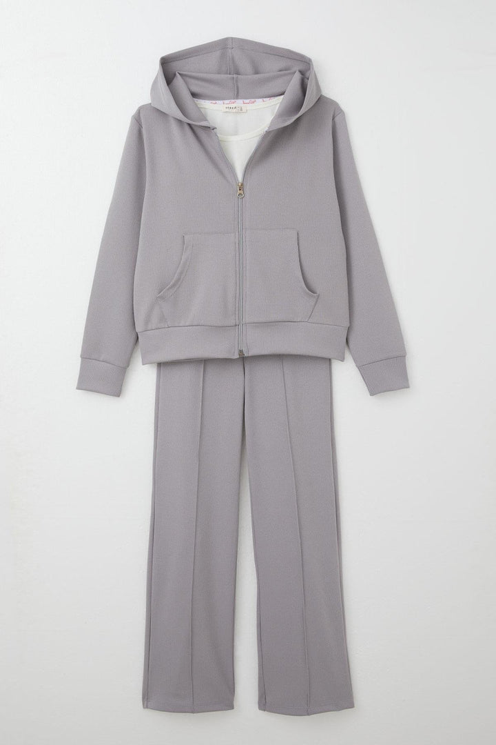 BRE Breeze Girl Child 3-Piece Pantsuit with Hood 94 Years, Gray - Santa Clara del Cobre