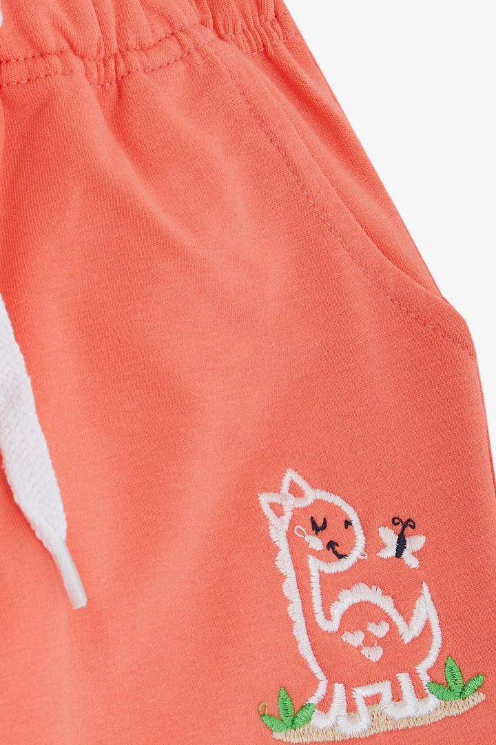 BRE Breeze Girl Child Bottom لطيف ديناصور وفراشة مطرزة مطبوعة 1-4 سنوات، سلمون - لييج