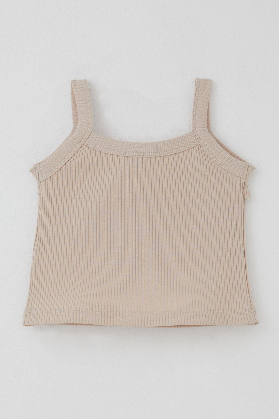 BRE Breeze Girl's Sleeveless Crop Top with Frill Detail, 84 Years, Beige - Antioch