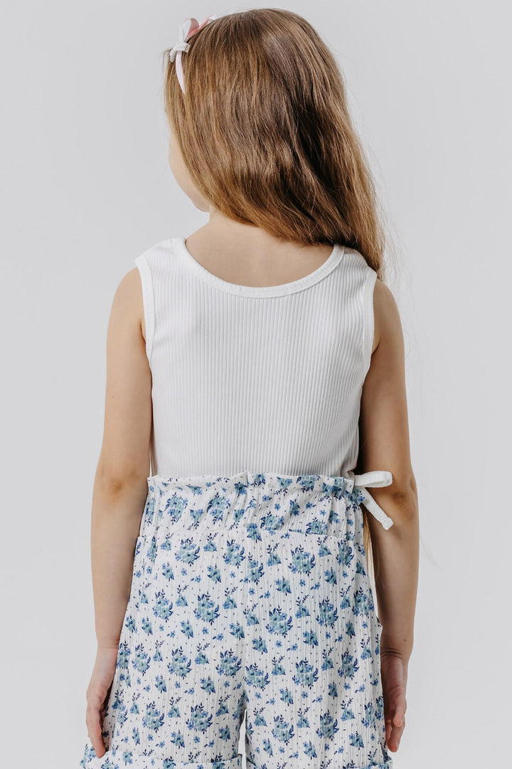 BRE Breeze Girl's Sleeveless T-Shirt with Embroidered Writing and Bow Details on the Sides, 84 Years, White - Linden