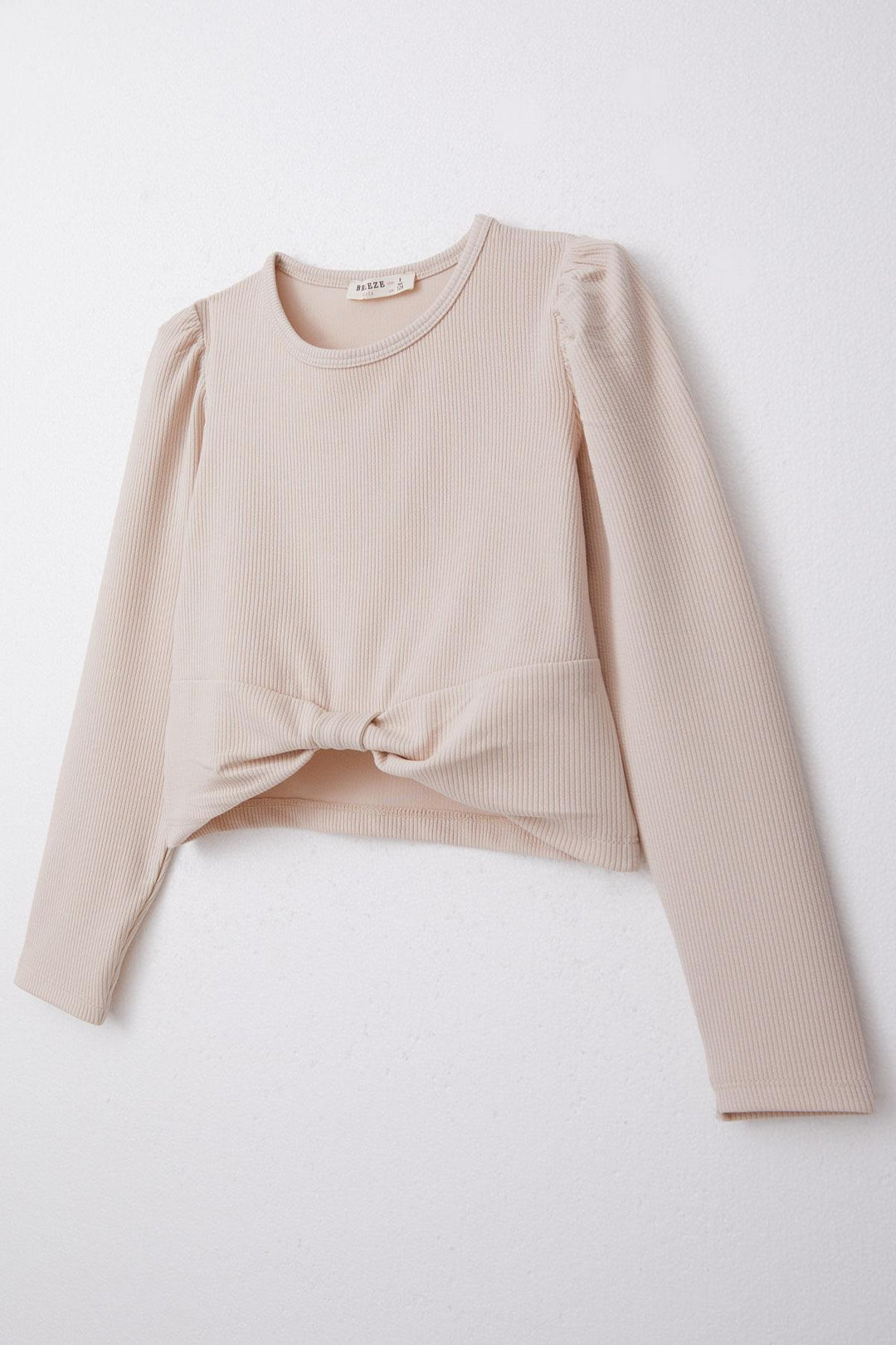 BRE Breeze Girl's Blouse with Bow-Like Belly Decollete Detail, Beige, 84 Years - Saint-Nazaire