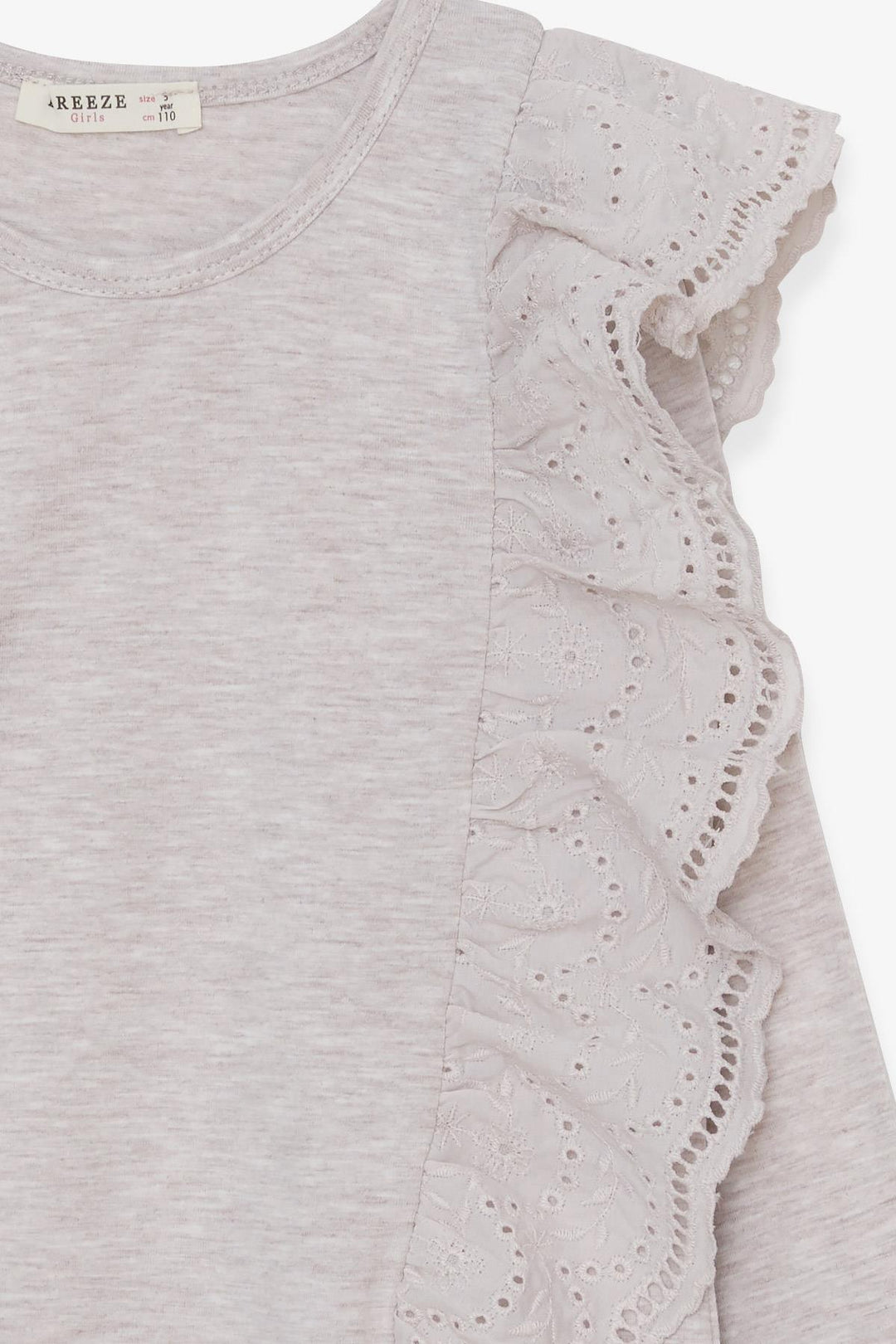 BRE Breeze Girl's Blouse with Lace 50 Years, Beige Melange - Castelldefels