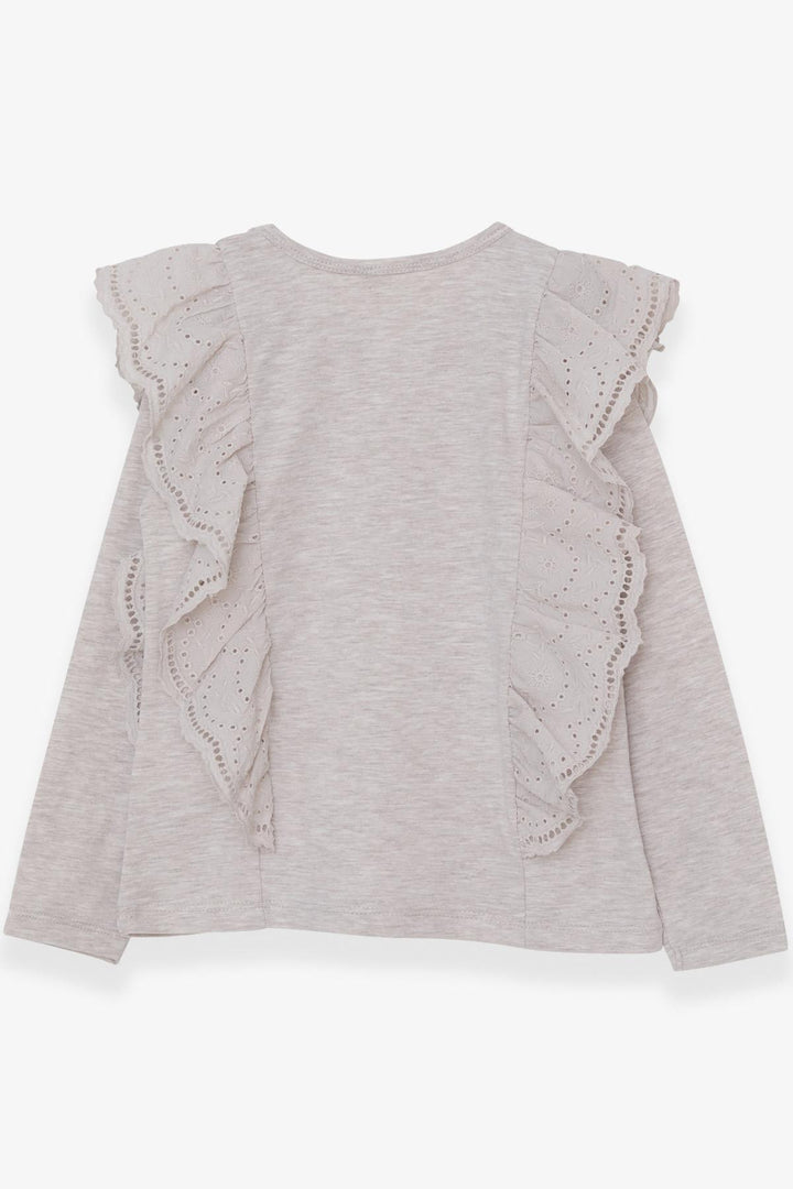 BRE Breeze Girl's Blouse with Lace 50 Years, Beige Melange - Castelldefels