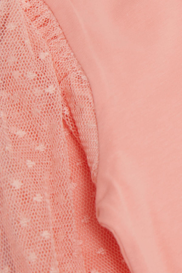 BRE Breeze Girl's Blouse with Tulle Detailed Sleeves, 3-7 Years, Salmon - Sierra Vista