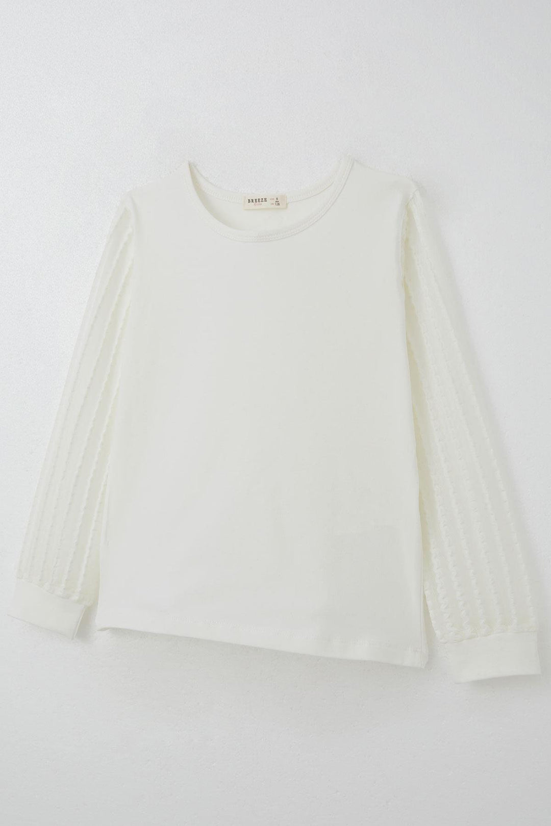 BRE Breeze Girl's Blouse with Tulle Sleeves, 82 Years, Beige - Pahrump
