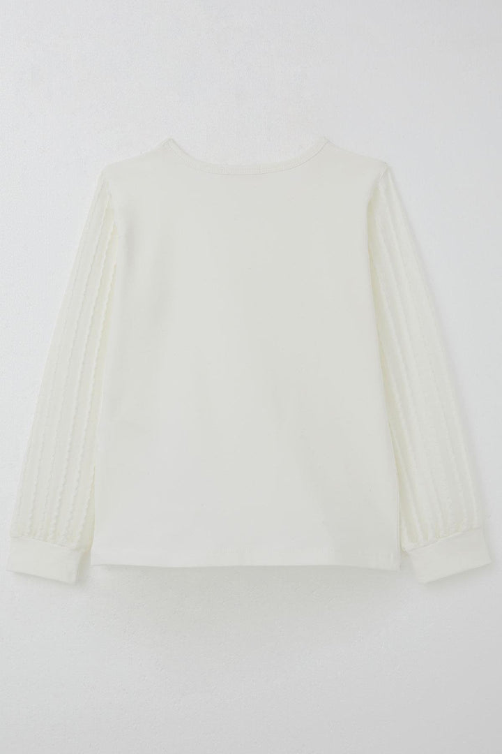 BRE Breeze Girl's Blouse with Tulle Sleeves, 82 Years, Beige - Pahrump