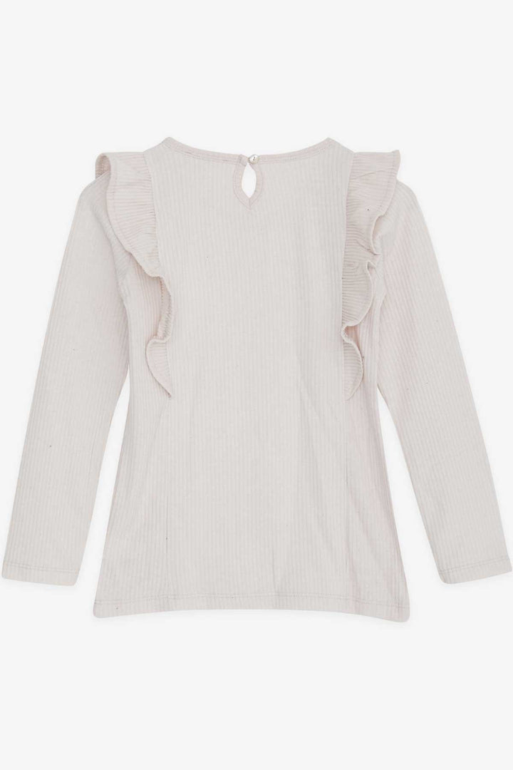 BRE Breeze Girl's Blouse with Ruffled Shoulders, 4-8 Years, Beige - Lévis