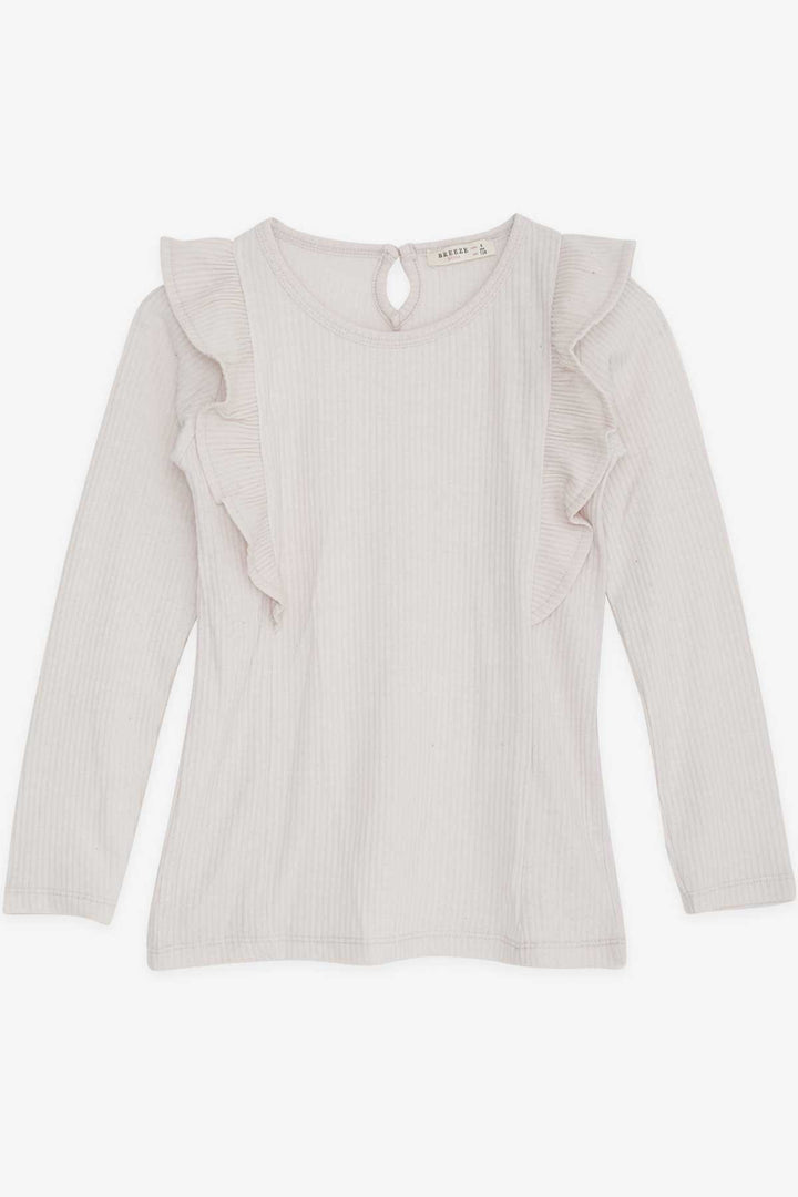 BRE Breeze Girl's Blouse with Ruffled Shoulders, 4-8 Years, Beige - Lévis