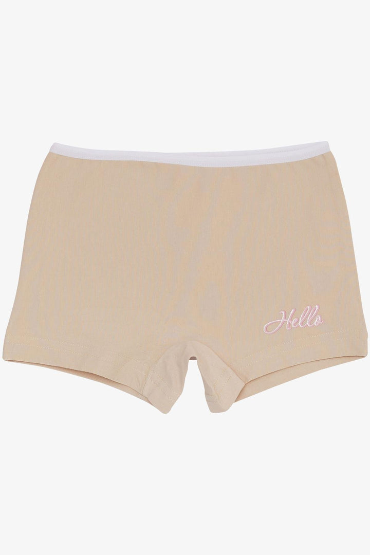 BRE Breeze Girl's Boxer Shorts with Hello Print, 51 Years, Beige - Imola