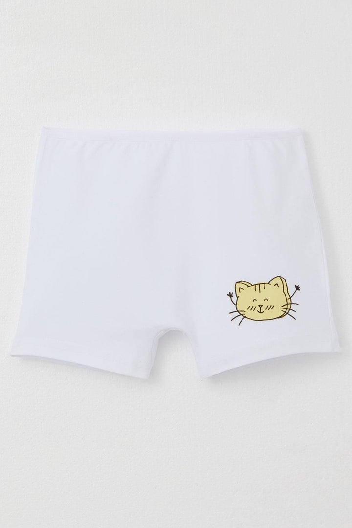 BRE Breeze Girl's Boxer Cute Kitty Printed, 51 Years, White - Padova