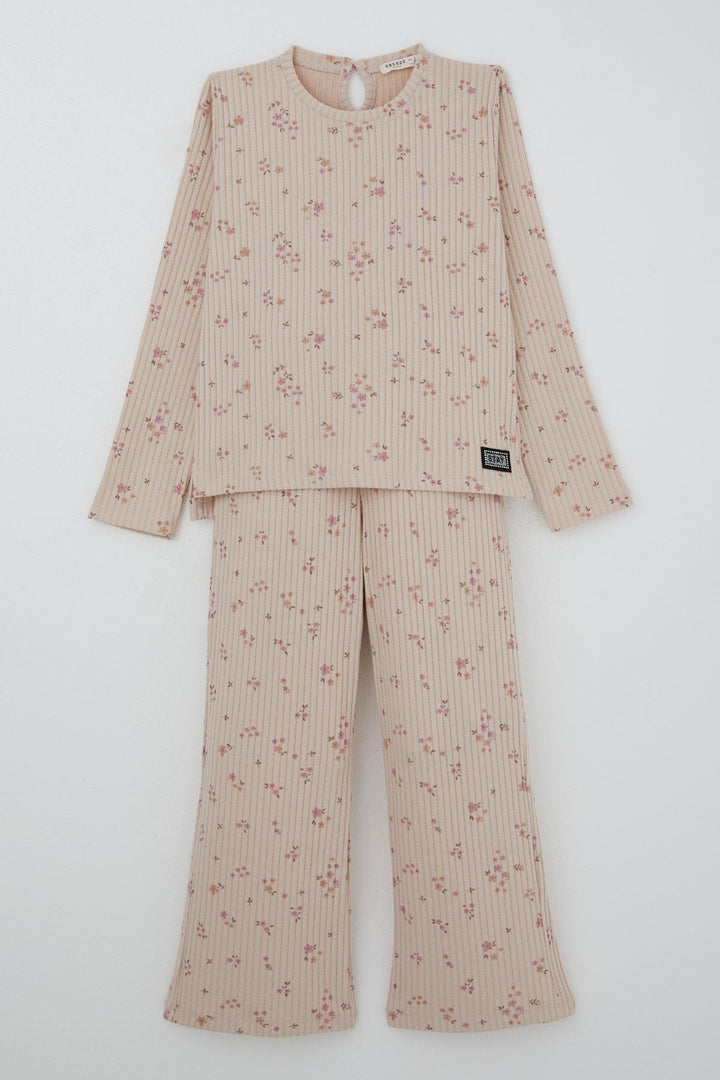 BRE Breeze Girl Child Flower Patterned Leggings with Bow Accessory, 4-8 Years, Powder - Châteauguay
