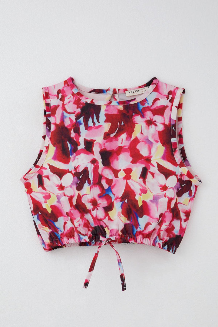 BRE Breeze Girl Child Crop Set with Flower Patterned Elastic Waistband 94 Years, Mixed Color - Bedford