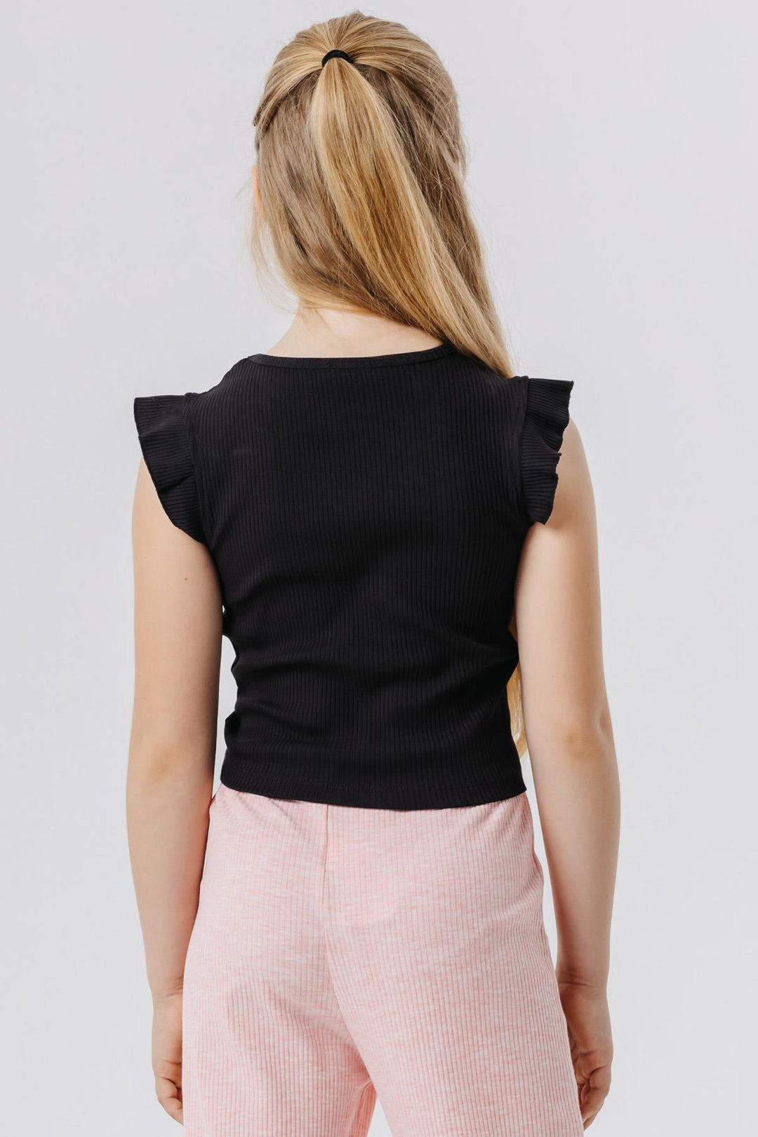 BRE Breeze Girl Child Crop Top with Straps and Frills, 84 Years, Black - Inver Grove Heights