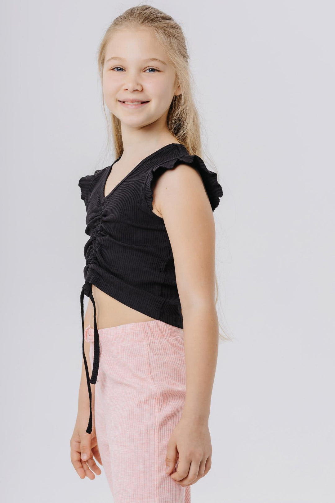 BRE Breeze Girl Child Crop Top with Straps and Frills, 84 Years, Black - Inver Grove Heights