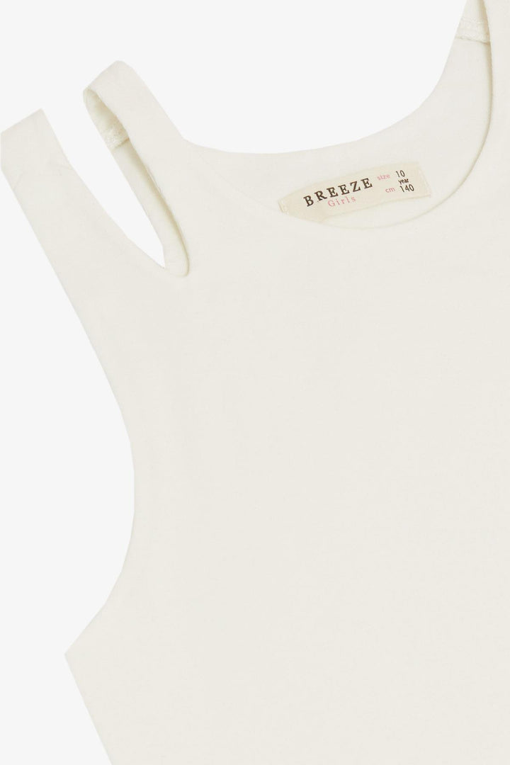 BRE Breeze Girl Child Crop Top Double Strap Shoulder Detail 96 Years, Ecru - Charlotte
