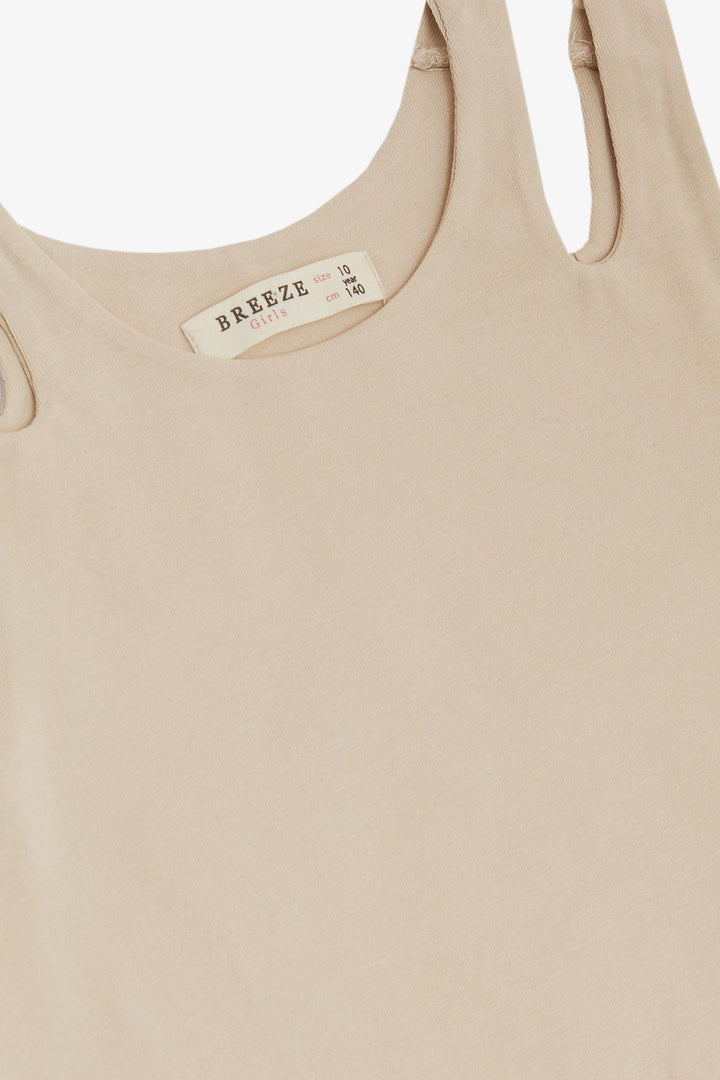 BRE Breeze Girl Child Crop Top Double Strap Shoulder Detail 96 Years, Beige - Walnut Creek