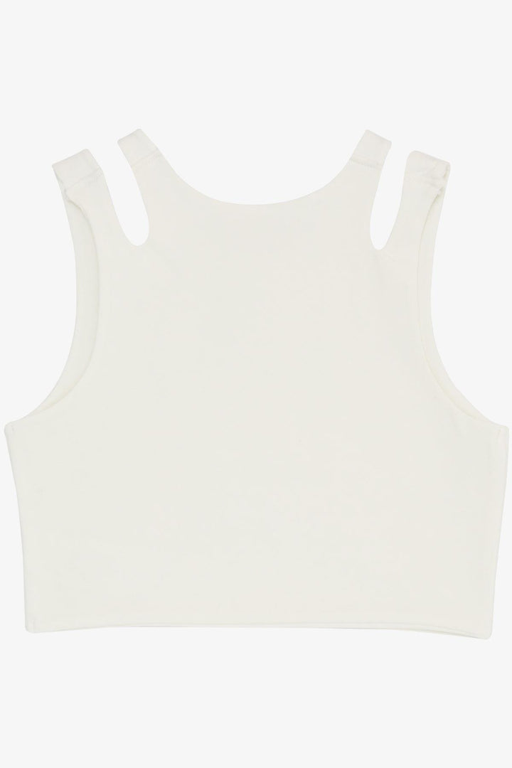 BRE Breeze Girl Child Crop Top Double Strap Shoulder Detail 96 Years, Ecru - Charlotte