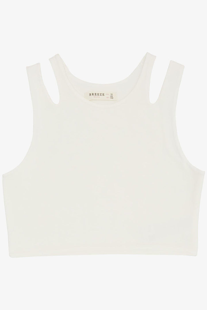 BRE Breeze Girl Child Crop Top Double Strap Shoulder Detail 96 Years, Ecru - Charlotte