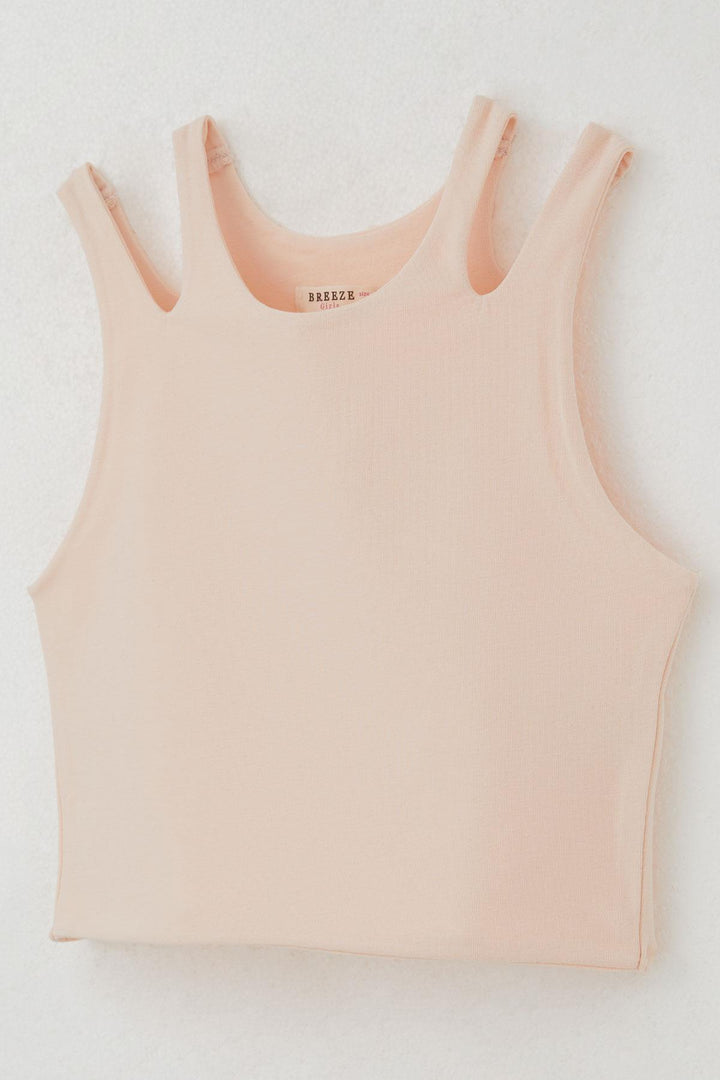 BRE Breeze Girl Child Crop Top Double Strap Shoulder Detail 96 Years, Salmon - Fairfield