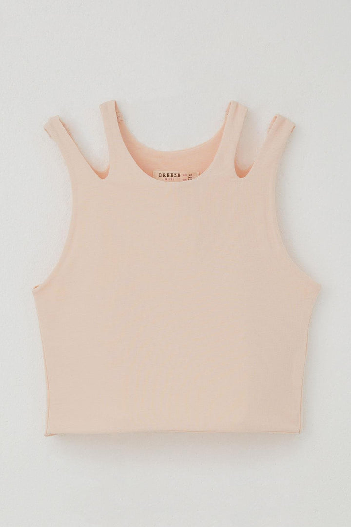 BRE Breeze Girl Child Crop Top Double Strap Shoulder Detail 96 Years, Salmon - Fairfield