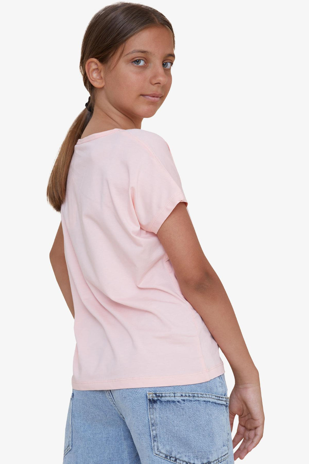BRE Breeze Girl Child Crop T-Shirt Friendship Themed 106 Years, Salmon - Troyes